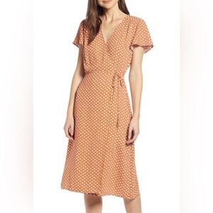 Leith Casual Midi Wrap Dress Size M Rust/Orange color
